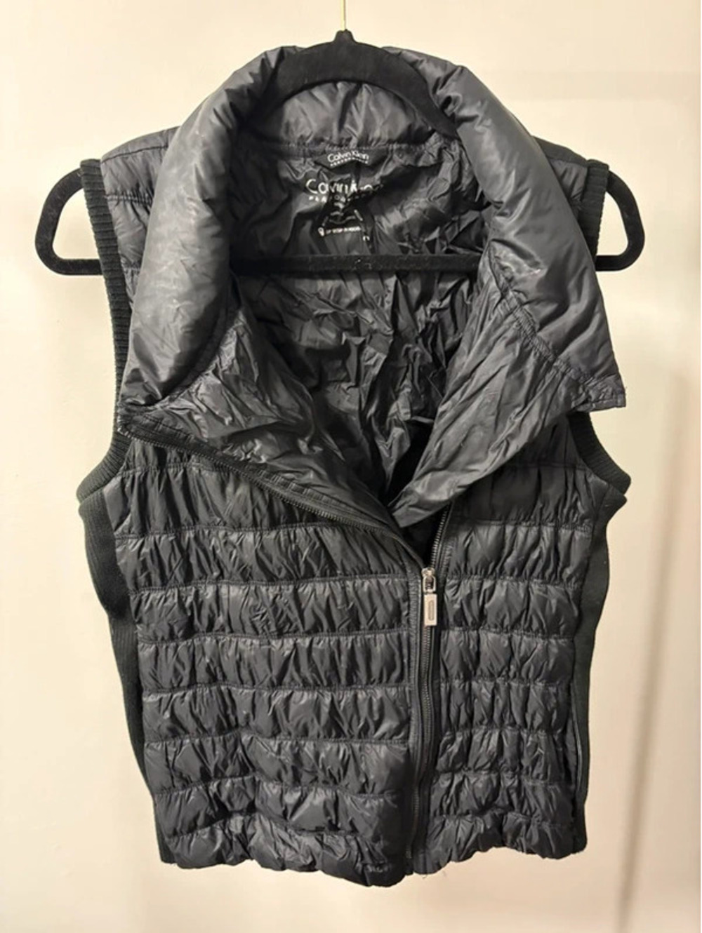 Women’s Calvin Klein Performance Quilted Down Puffer Vest Black Zip Up - Medium